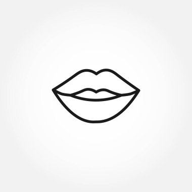Dudak çizgisi simgesi. Dudaklar izole çizgi simgesini öper