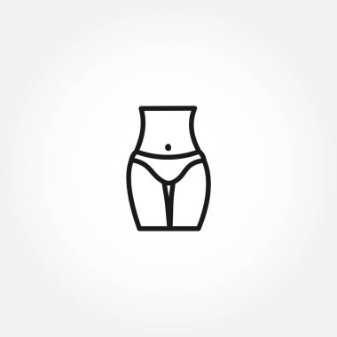 Zayıf Göbek Çizgisi Simgesi. Kadın bel çizgisi ikonu. belden izole çizgi simgesi