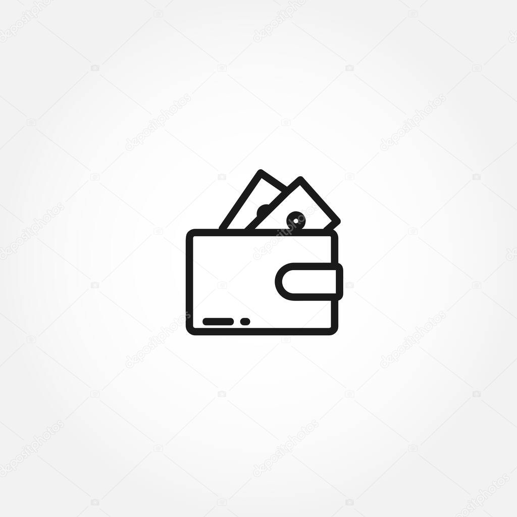 Wallet with dollar bills line icon