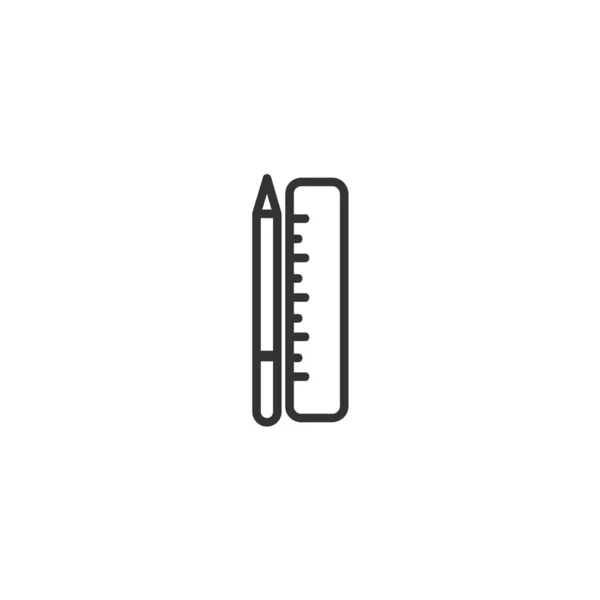 Линейка Значок Карандаша Иконка Изолированной Линии Канцелярии Веб Мобильных Телефонов — стоковый вектор