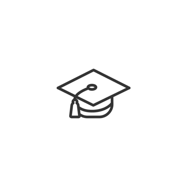 Graduation Cap Line Icoon Graduation Geïsoleerde Geïsoleerde Lijn Pictogram Voor — Stockvector