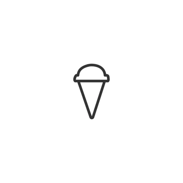 Ice Cream Cone Geïsoleerde Lijn Pictogram Voor Web Mobiel — Stockvector