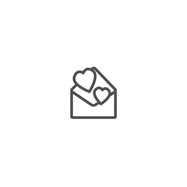 Envelope Heart Isolated Line Icon Web Mobile — Stock Vector