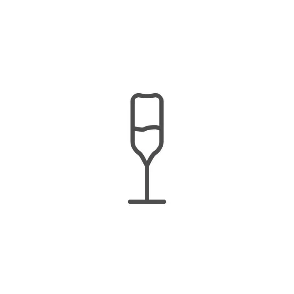 Glas Champagner Isolierte Linie Symbol Für Web Und Mobile — Stockvektor