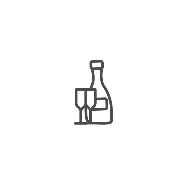 Champagne Fles Icoon Glas Champagne Geïsoleerde Lijn Pictogram Voor Web — Stockvector