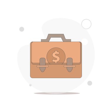 Para dolu çanta beyaz üzerinde izole vektör düz illüstrasyon