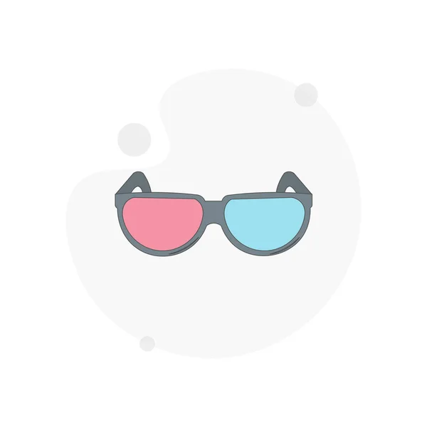 Gafas Cine Aislado Vector Plana Ilustración Blanco — Archivo Imágenes Vectoriales