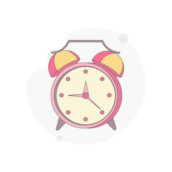 Alarm Clock Isolated Vector Flat Illustration White — Stock Vector