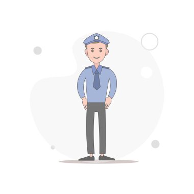 Polis karakteri beyaz üzerinde izole vektör düz illüstrasyon