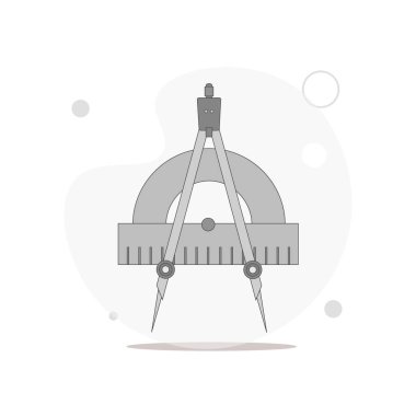 Beyaz üzerinde açıölçer vektör düz illüstrasyonlu pusula