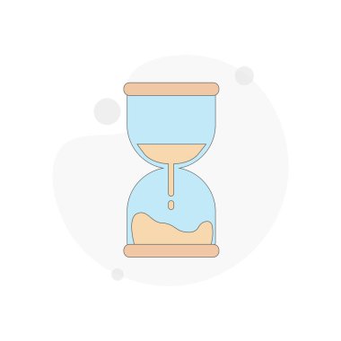 Kum saati. kum saati, kum saati beyaz üzerinde izole edilmiş düz vektör çizimi