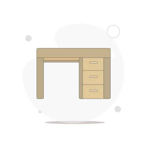 Tisch Schreibtisch Arbeitsplatzvektor Flache Abbildung Auf Weiß — Stockvektor
