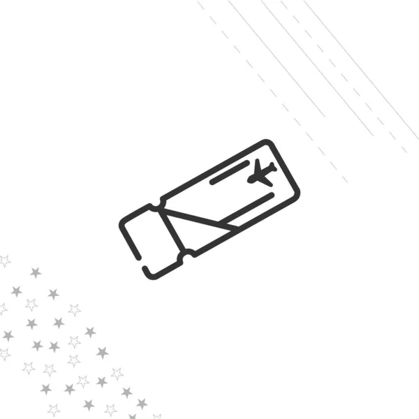 Значок Посадочного Талона Иконка Изолированной Линии Авиабилета Веб Мобильных Телефонов — стоковый вектор