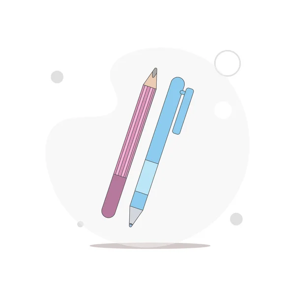 Bleistift Und Federvektor Flache Illustration Auf Weiß — Stockvektor