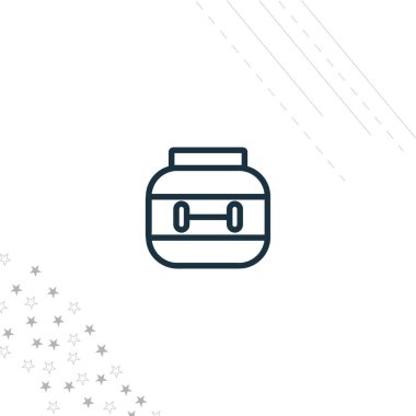 Protein tozu kavanozu. Vücut geliştirme besin izole edilmiş ağ ve mobil hat simgesi