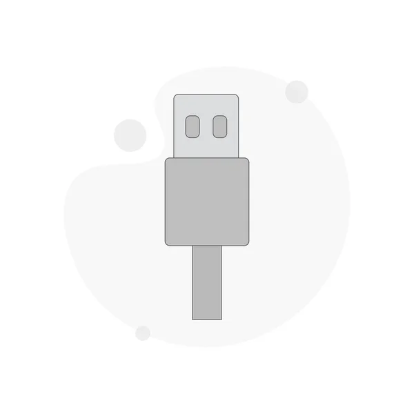 Usb Kabel Isolerad Vektor Platt Illustration Vit — Stock vektor