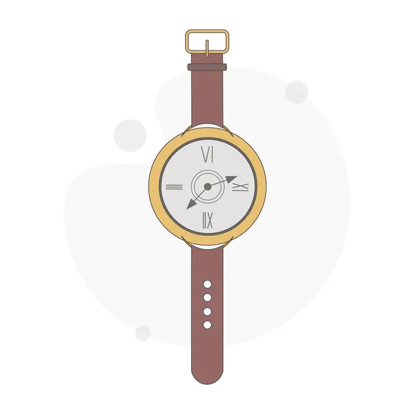Mão Relógio Isolado Vetor Plana Ilustração Branco — Vetor de Stock
