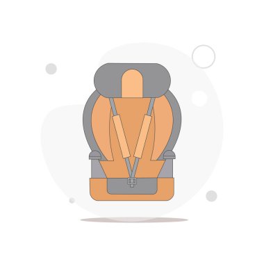 Spor emniyet kemeri olan araba koltuğu beyaz üzerine vektör düz illüstrasyon