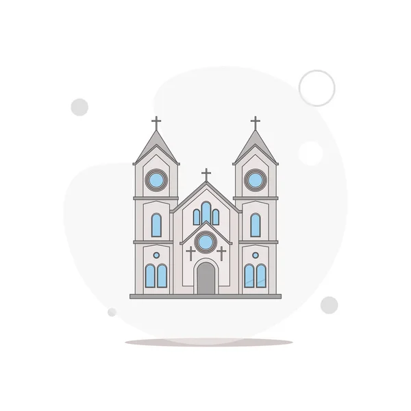 Igreja Vetor Plana Ilustração Branco — Vetor de Stock