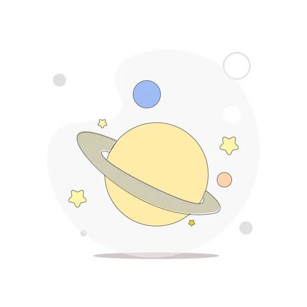 Векторная Плоская Иллюстрация Белом Сатурн — стоковый вектор