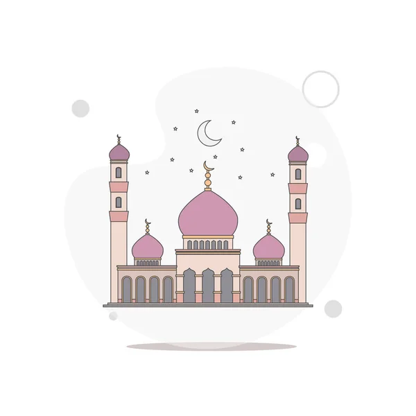 Mosque Islamic Vector Flat Illustration White — Stock Vector