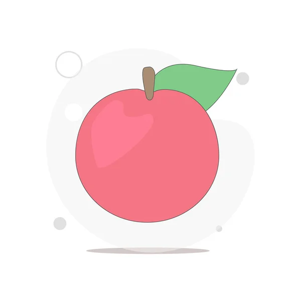 Red Apple Vector Flat Illustration White — Stock Vector