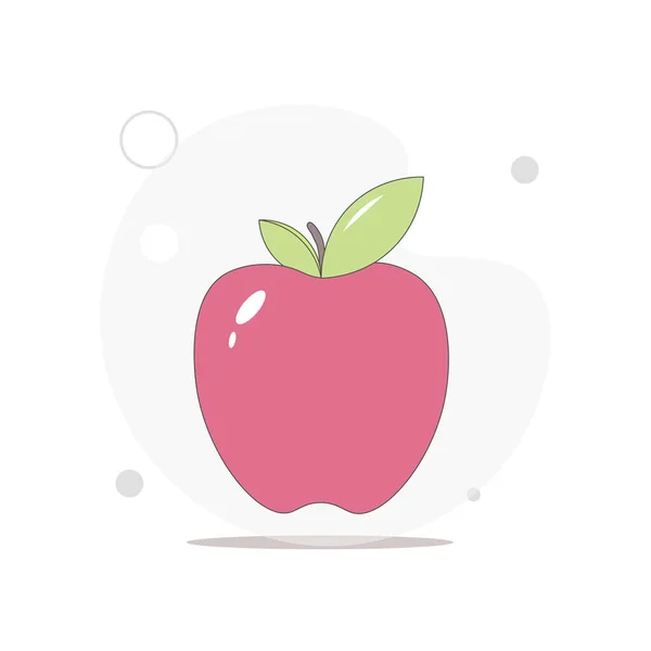 Röd Äpple Vektor Platt Illustration Vit — Stock vektor