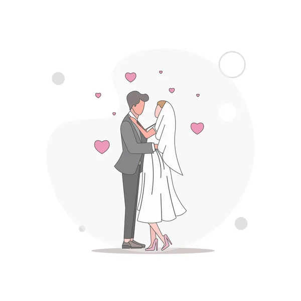 Casamento Casamento Casal Vetor Plana Ilustração Branco —  Vetores de Stock