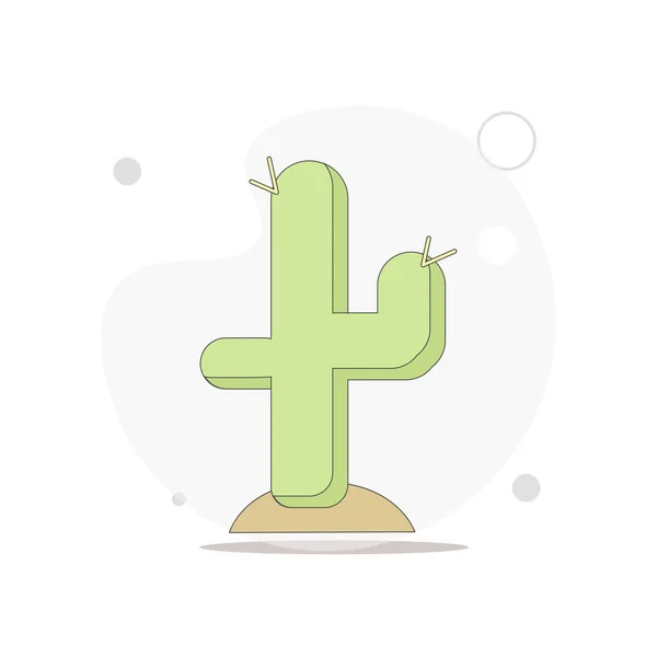 Cactus Vector Flat Illustration White — Stock Vector