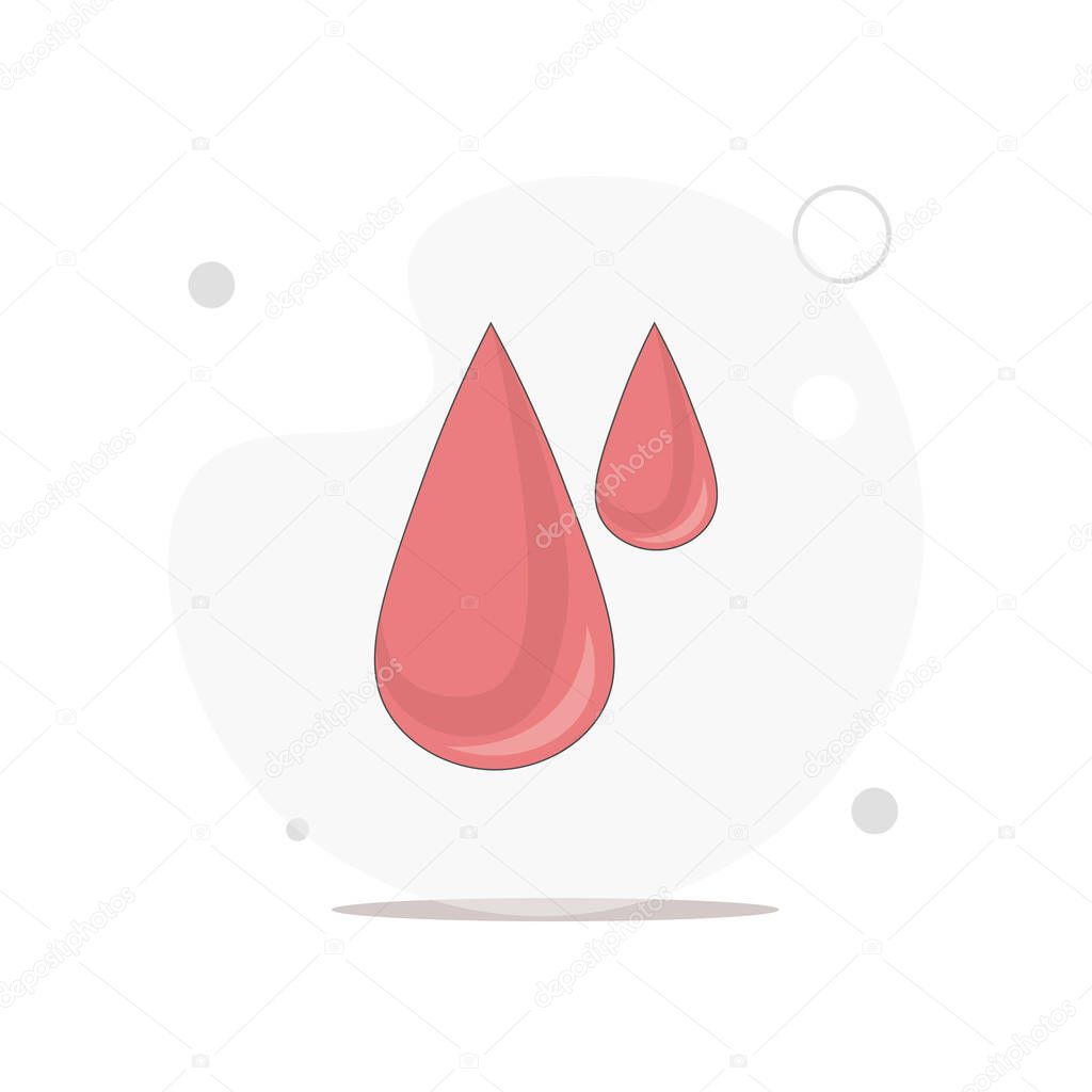 Red blood drops vector flat illustration on white