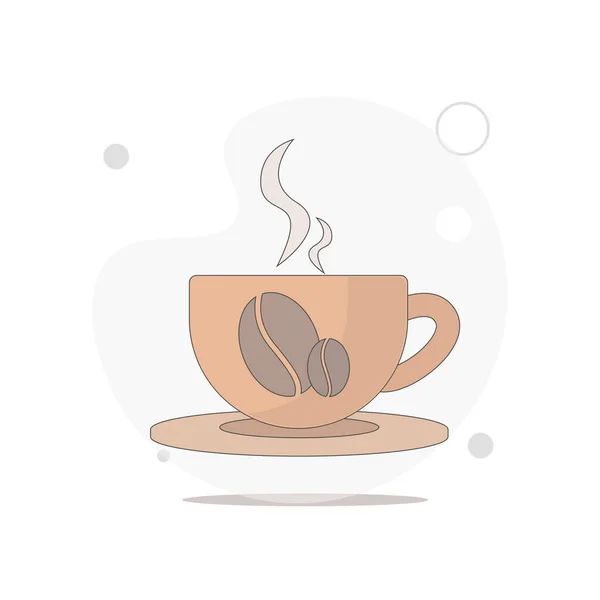 Чашка Кофе Векторная Плоская Иллюстрация Белом — стоковый вектор