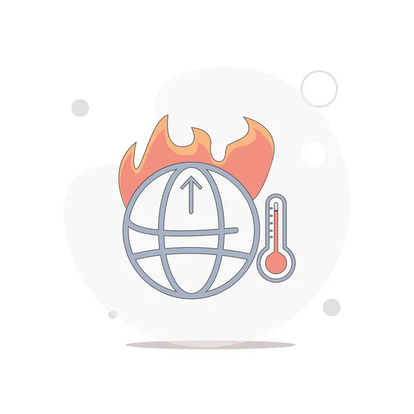 Elementi Progettazione Illustrazione Riscaldamento Globale Bruciando Terra Icona Piatta — Vettoriale Stock