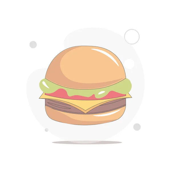 Hamburger Vector Flat Illustration White — Stock Vector
