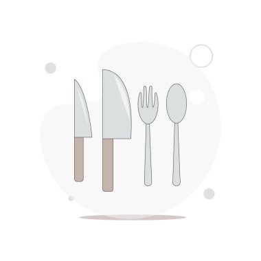 Mutfak ekipmanlarını düz vektör resimlemesini beyaza ayarla