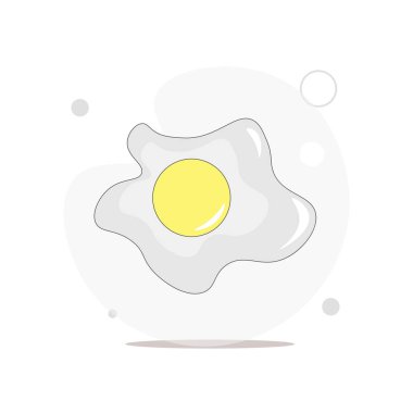 Kızarmış yumurta vektörü beyazı üzerinde düz çizim