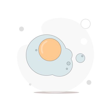 Kızarmış yumurta vektörü beyazı üzerinde düz çizim