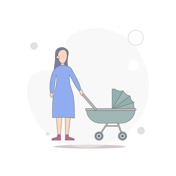Mutter Mit Baby Vektor Flache Abbildung Auf Weiß — Stockvektor
