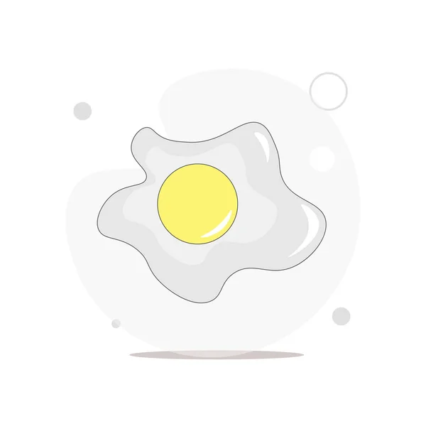 Cooked Fried Egg Vector Flat Illustration White — Stock Vector