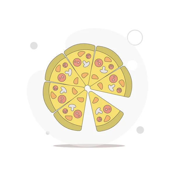 Pizza Vetor Plana Ilustração Branco — Vetor de Stock