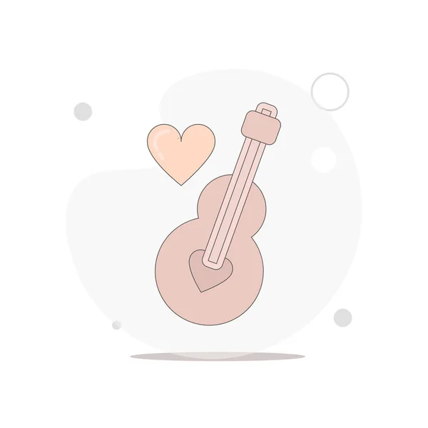 Muzikale Liefde Vector Platte Illustratie Wit — Stockvector