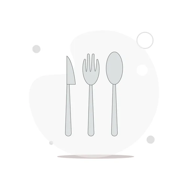 Spoon Fork Knife Vector Flat Illustration White — Stock Vector