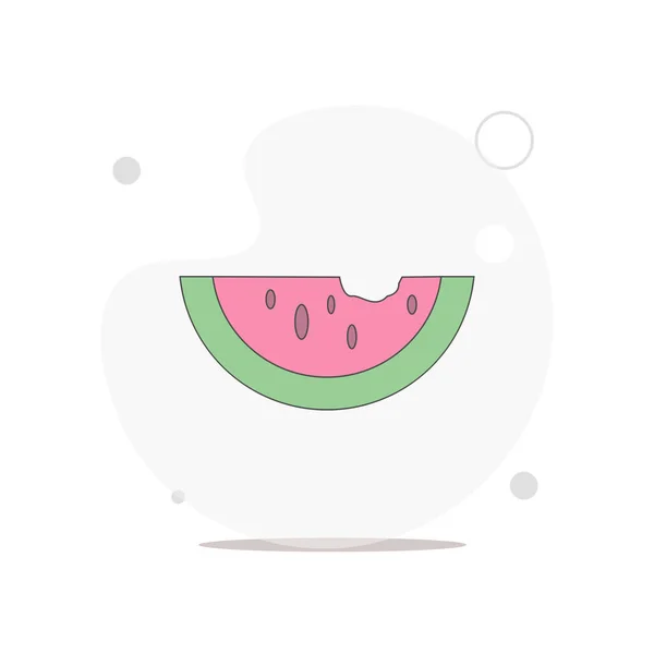 Watermelon Vector Ilustrasi Datar Pada Warna Putih - Stok Vektor