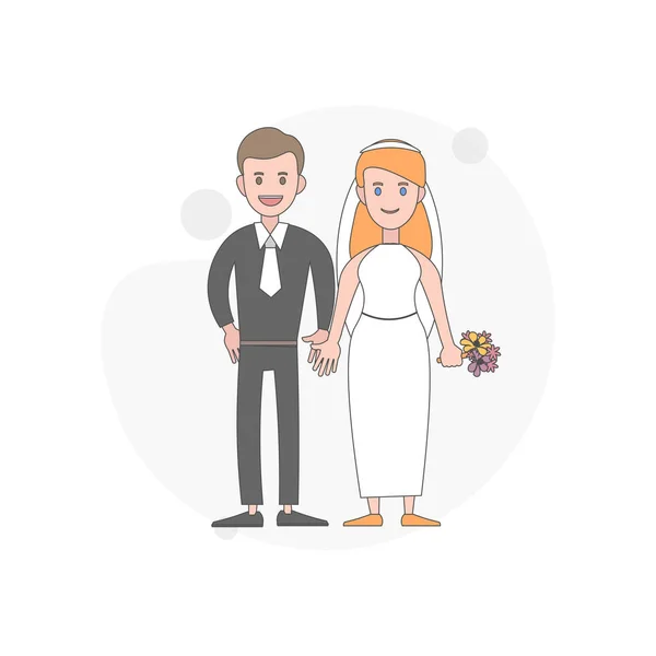 Svatební Pár Vektor Ploché Ilustrace Bílém — Stockový vektor