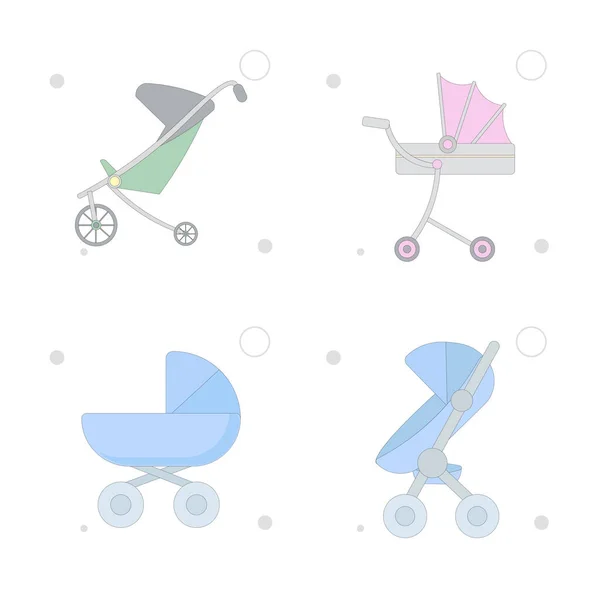 Baby Carriage Vector Flat Illustration White Background — Stock Vector