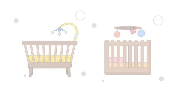 Baby Bed Icoon Baby Cradle Vector Platte Illustratie Witte Achtergrond — Stockvector