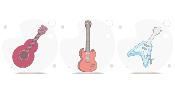 Guitarra Vetor Plana Ilustração Sobre Fundo Branco Guitarra Elétrica Guitarra — Vetor de Stock