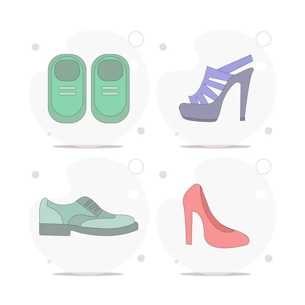 Talón Mujer Zapatos Vector Ilustración Plana Sobre Fondo Blanco — Archivo Imágenes Vectoriales