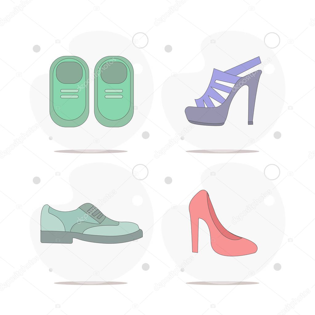 woman heel, shoes vector flat illustration on white background