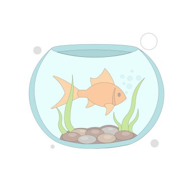 Akvaryum vektör düz resimleme beyaz arkaplan üzerinde balık