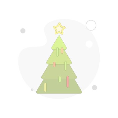 Beyaz zemin üzerinde noel ağacı vektör düz illüstrasyon